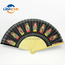 custom blank sublimation bamboo polyester fabric foldable hand fan